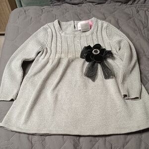 Silver Dress With Metallic Threads Velvet Flower By Sophie Rose Size 24 Months